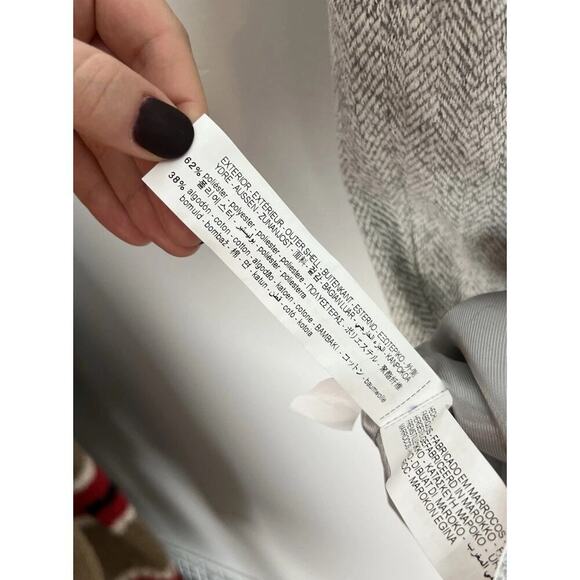 Zara Basic Herringbone Knit Peacoat Lined Cotton Blend Size Large Women’s - Picture 5 of 6